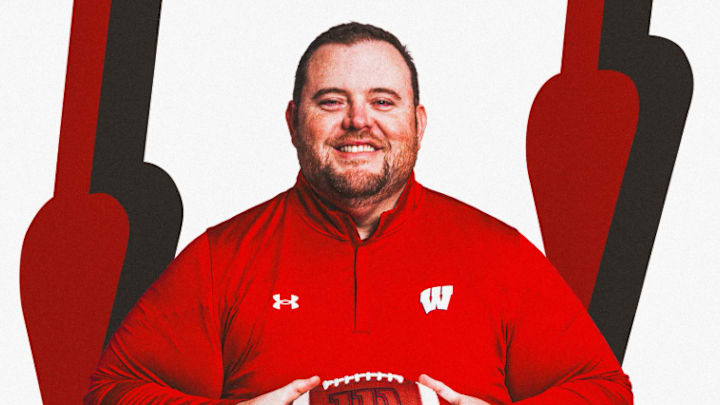 Wisconsin Badgers offensive line coach Eric Mateos introduced by Wisconsin Badgers football program Wisconsin Badgers offensive line coach Eric Mateos introduced by Wisconsin Badgers football program