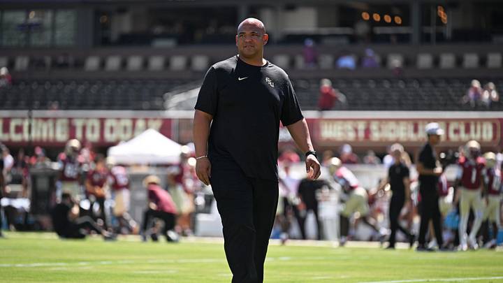 Sep 26, 2026; Tallahassee, Florida, USA;  Florida State Seminoles defensive coordinator Tony White before a game against the Central Arkansas Bears at Doak S. Campbell Stadium.  Mandatory Credit: Melina Myers-Imagn Images