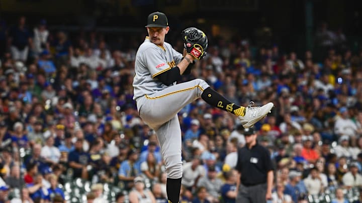 Jun 24, 2025; Milwaukee, Wisconsin, USA; Pittsburgh Pirates starting pitcher Andrew Heaney (45) throws a pitch in the first inning against the Milwaukee Brewers at American Family Field. Mandatory Credit: Benny Sieu-Imagn Images
