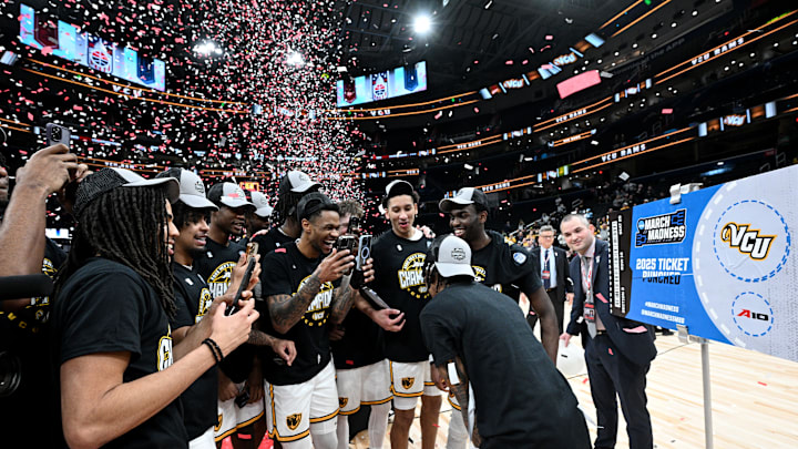 VCU Rams following their 2025 A-10 Tournament title