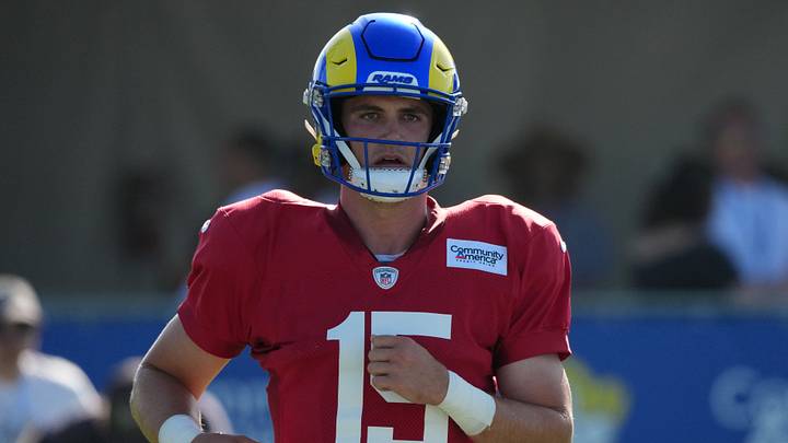 Jul 31, 2026; Westchester California USA; Los Angeles Rams quarterback Ty Simpson (15) at training camp at Loyola Marymount University. Mandatory Credit: Kirby Lee-Imagn Images Jul 31, 2026; Westchester California USA; Los Angeles Rams quarterback Ty Simpson (15) at training camp at Loyola Marymount University. Mandatory Credit: Kirby Lee-Imagn Images