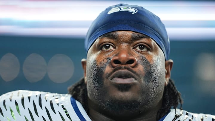 Jarran Reed of the Seattle Seahawks watches play