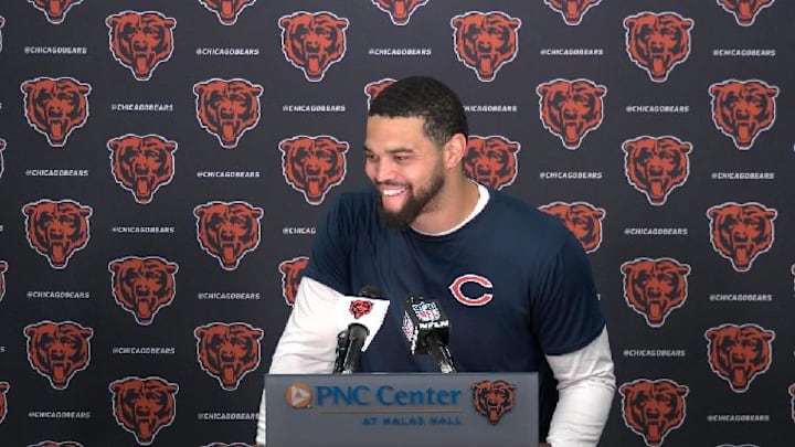 Caleb Williams is amused at his own explanation for how to improve Ben Johnson's favorite statistic of EPA (expected points added).