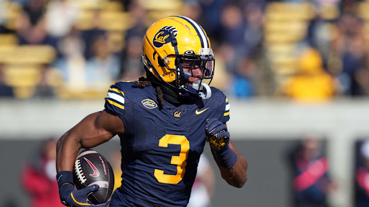 Nov 23, 2024; Berkeley, California, USA; California Golden Bears defensive back Nohl Williams (3) returns a kickoff against the Stanford Cardinal during the first quarter at California Memorial Stadium. Mandatory Credit: Darren Yamashita-Imagn Images