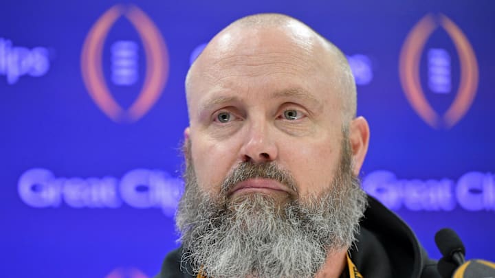 Jan 6, 2024; Houston, TX, USA; Washington Huskies co-defensive coordinator Chuck Morrell talks to the media during media day before the College Football Playoff national championship game against the Michigan Wolverines at George R Brown Convention Center. Mandatory Credit: Maria Lysaker-Imagn Images