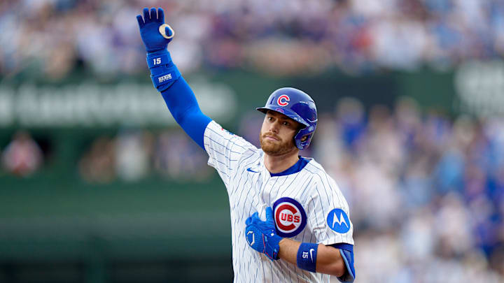 Carson Kelly hits a home run at Wrigley Field for the Chicago Cubs in 2025.