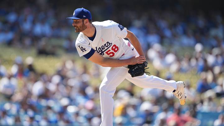 May 10, 2026; Los Angeles, California, USA; Los Angeles Dodgers relief pitcher Wyatt Mills (58) throws in the ninth inning against the Atlanta Braves at Dodger Stadium. Mandatory Credit: Kirby Lee-Imagn Images May 10, 2026; Los Angeles, California, USA; Los Angeles Dodgers relief pitcher Wyatt Mills (58) throws in the ninth inning against the Atlanta Braves at Dodger Stadium. Mandatory Credit: Kirby Lee-Imagn Images