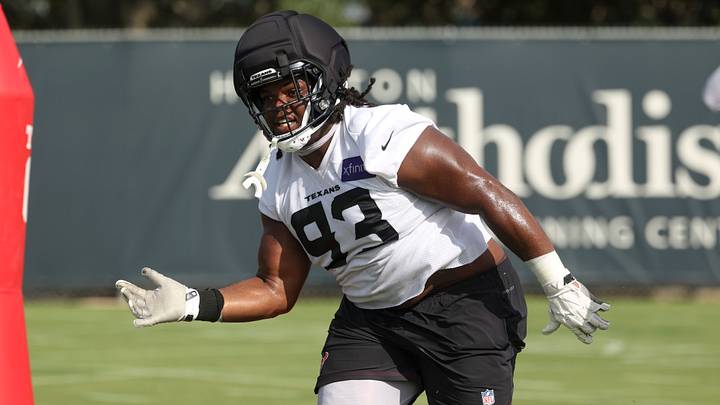 Jul 30, 2026; Houston, Texas, USA; Houston Texans defensive tackle Kayden McDonald (93) during training camp at Houston Methodist Training Center. Mandatory Credit: Troy Taormina-Imagn Images Jul 30, 2026; Houston, Texas, USA; Houston Texans defensive tackle Kayden McDonald (93) during training camp at Houston Methodist Training Center. Mandatory Credit: Troy Taormina-Imagn Images