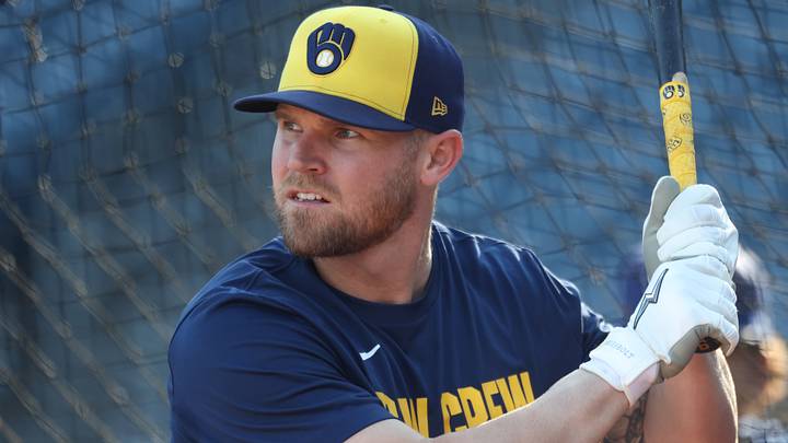 Sep 15, 2026; Pittsburgh, Pennsylvania, USA;  Milwaukee Brewers first baseman Jake Bauers (9) in the batting cage before the game against the Pittsburgh Pirates at PNC Park.  Mandatory Credit: Charles LeClaire-Imagn Images