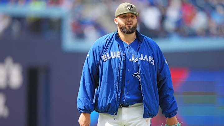 May 20, 2023; Toronto, Ontario, CAN; Toronto Blue Jays starting pitcher Alek Manoah (6) walks