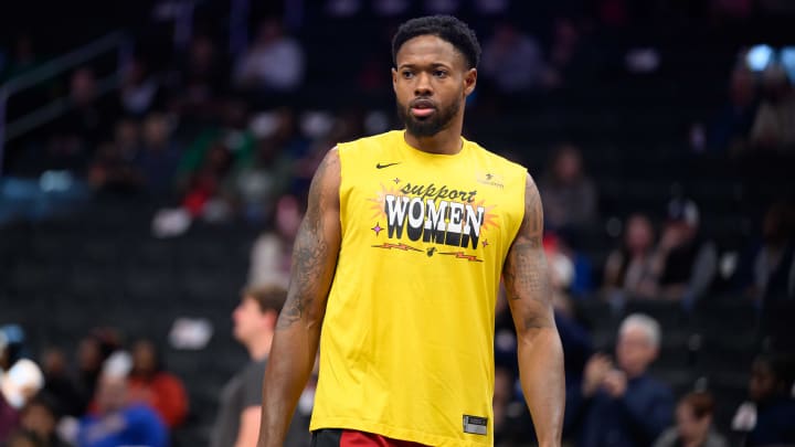 Mar 31, 2024; Washington, District of Columbia, USA; Miami Heat forward Haywood Highsmith (24) looks on before the game between the Washington Wizards and the Miami Heat at Capital One Arena. Mandatory Credit: Reggie Hildred-USA TODAY Sports Mar 31, 2024; Washington, District of Columbia, USA; Miami Heat forward Haywood Highsmith (24) looks on before the game between the Washington Wizards and the Miami Heat at Capital One Arena. Mandatory Credit: Reggie Hildred-USA TODAY Sports