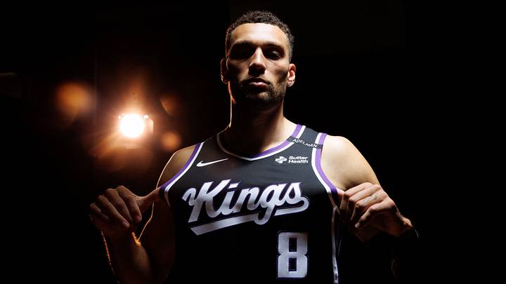 Sep 28, 2026; Sacramento, CA, USA;  Sacramento Kings guard Zach LaVine (8) during media day at Golden 1 Center.  Mandatory Credit: Sergio Estrada-Imagn Images