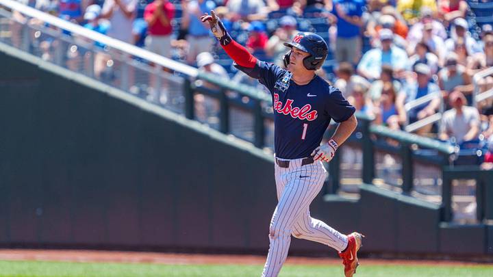 Mississippi Rebels left fielder Brayden Randle (1) celebrates after hitting a two-run home run. Mississippi Rebels left fielder Brayden Randle (1) celebrates after hitting a two-run home run.
