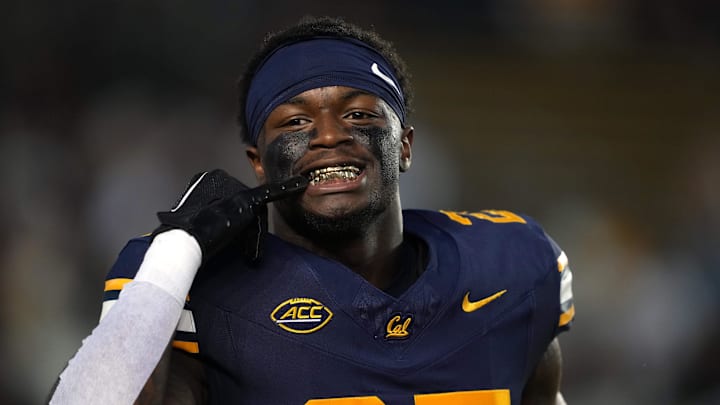 Oct 5, 2024; Berkeley, California, USA; California Golden Bears running back Jaivian Thomas (25) before the game against the Miami Hurricanes at California Memorial Stadium. Mandatory Credit: Darren Yamashita-Imagn Images