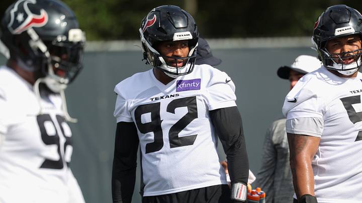 Jul 30, 2026; Houston, Texas, USA; Houston Texans defensive end Dylan Horton (92) during training camp at Houston Methodist Training Center. Mandatory Credit: Troy Taormina-Imagn Images Jul 30, 2026; Houston, Texas, USA; Houston Texans defensive end Dylan Horton (92) during training camp at Houston Methodist Training Center. Mandatory Credit: Troy Taormina-Imagn Images