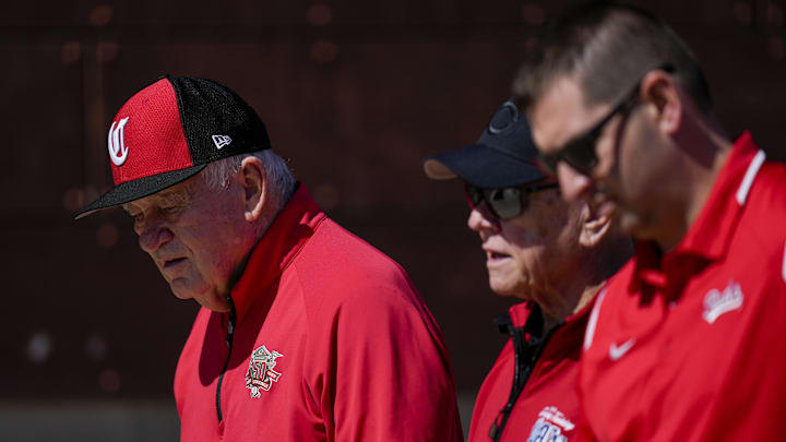 Feb 20, 2023; Goodyear, Arizona, USA; Reds owner Bob Castellini walks with Walt Jocketty and general manager Nick Krall after workouts at the Cincinnati Reds Player Development Complex. Mandatory Credit: Sam Greene/The Cincinnati Enquirer via USA TODAY NETWORK Feb 20, 2023; Goodyear, Arizona, USA; Reds owner Bob Castellini walks with Walt Jocketty and general manager Nick Krall after workouts at the Cincinnati Reds Player Development Complex. Mandatory Credit: Sam Greene/The Cincinnati Enquirer via USA TODAY NETWORK