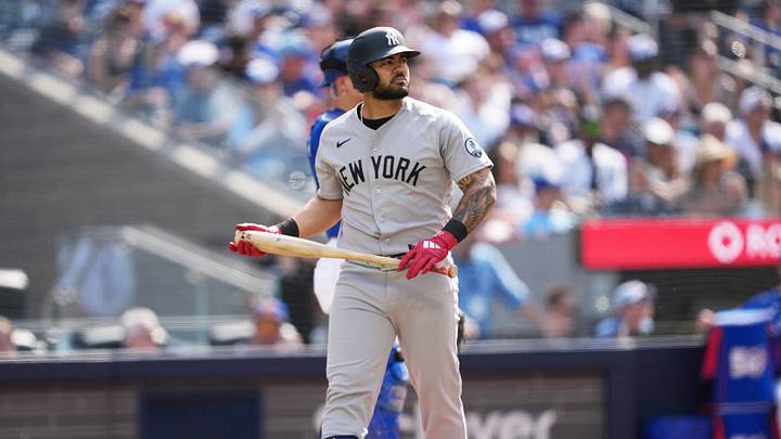 Jun 13, 2026; Toronto, Ontario, CAN; New York Yankees right fielder Jasson DomÃnguez (24) reacts after striking out against the Toronto Blue Jays during the sixth inning at Rogers Centre. Mandatory Credit: Nick Turchiaro-Imagn Images Jun 13, 2026; Toronto, Ontario, CAN; New York Yankees right fielder Jasson DomÃnguez (24) reacts after striking out against the Toronto Blue Jays during the sixth inning at Rogers Centre. Mandatory Credit: Nick Turchiaro-Imagn Images