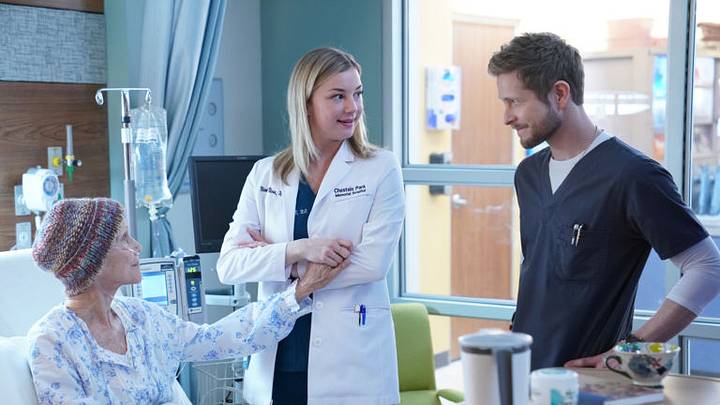 THE RESIDENT: L-R: Guest star Shannon Wilcox, Emily VanCamp and Matt Czuchry