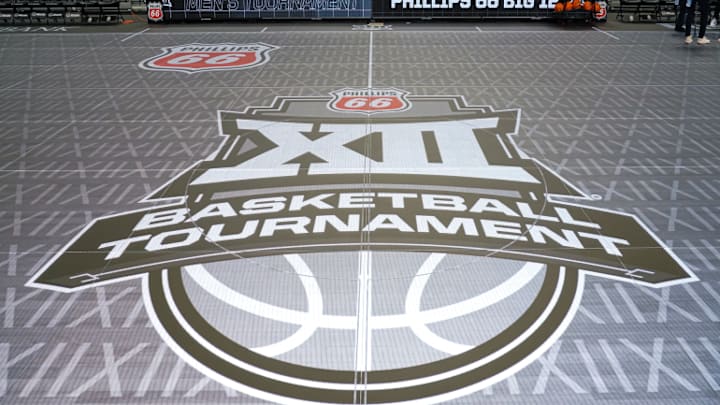 Big 12 Basketball conference tournament LED court at T-Mobile Arena in Kansas City, Missouri.