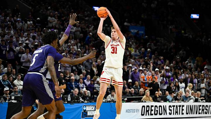 Mar 19, 2026; Portland, OR, USA; Wisconsin Badgers forward Nolan Winter. Mandatory Credit: Troy Wayrynen-Imagn Images