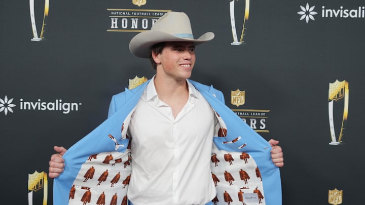 Feb 6, 2025; New Orleans, LA, USA;  Cameron Dicker on the red carpet before Super Bowl LIX NFL Honors at Saenger Theatre. Mandatory Credit: Kirby Lee-Imagn Images