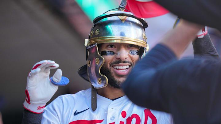 May 6, 2025; Minneapolis, Minnesota, USA; Minnesota Twins shortstop Carlos Correa (4) celebrates hitting a home run against the Baltimore Orioles in the third inning at Target Field. Mandatory Credit: Brad Rempel-Imagn Images May 6, 2025; Minneapolis, Minnesota, USA; Minnesota Twins shortstop Carlos Correa (4) celebrates hitting a home run against the Baltimore Orioles in the third inning at Target Field. Mandatory Credit: Brad Rempel-Imagn Images