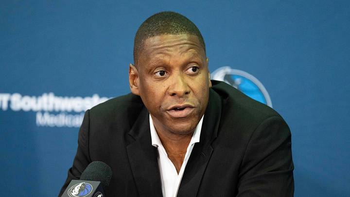 Jun 29, 2026; Dallas, TX, USA; Masai Ujiri, Dallas Mavericks’ President of Basketball Operations, provides an opening statement during an introductory press conference for new head coach Dusty May at American Airlines Center. Mandatory Credit: Raymond Carlin III-Imagn Images Jun 29, 2026; Dallas, TX, USA; Masai Ujiri, Dallas Mavericks’ President of Basketball Operations, provides an opening statement during an introductory press conference for new head coach Dusty May at American Airlines Center. Mandatory Credit: Raymond Carlin III-Imagn Images