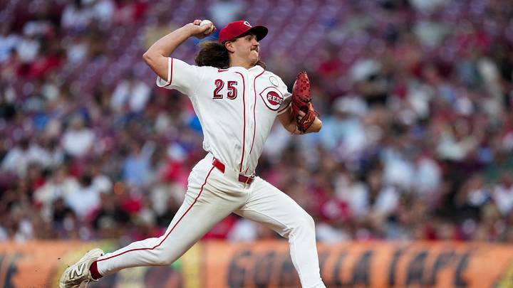 Sep 15, 2026; Cincinnati, Ohio, USA; Cincinnati Reds pitcher Rhett Lowder (25) throws against the Los Angeles Dodgers in the third inning at Great American Ball Park. Mandatory Credit: Aaron Doster-Imagn Images Sep 15, 2026; Cincinnati, Ohio, USA; Cincinnati Reds pitcher Rhett Lowder (25) throws against the Los Angeles Dodgers in the third inning at Great American Ball Park. Mandatory Credit: Aaron Doster-Imagn Images