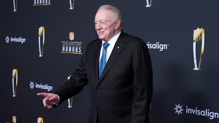Jerry Jones on the NFL Honors Red Carpet before Super Bowl LX at Palace of Fine Arts. Jerry Jones on the NFL Honors Red Carpet before Super Bowl LX at Palace of Fine Arts.