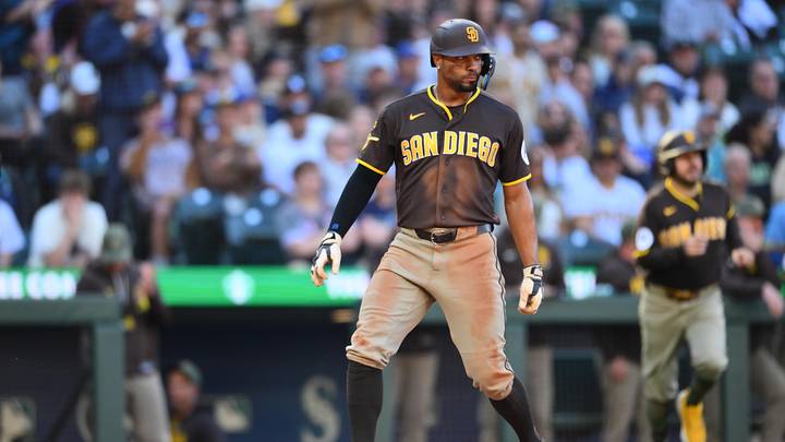May 17, 2026; Seattle, Washington, USA; San Diego Padres shortstop Xander Bogaerts (2) scores a run against the Seattle Mariners during the fifth inning at T-Mobile Park. Mandatory Credit: Steven Bisig-Imagn Images May 17, 2026; Seattle, Washington, USA; San Diego Padres shortstop Xander Bogaerts (2) scores a run against the Seattle Mariners during the fifth inning at T-Mobile Park. Mandatory Credit: Steven Bisig-Imagn Images