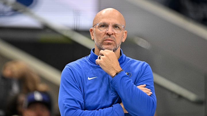 Mar 30, 2026; Dallas, Texas, USA; Dallas Mavericks head coach Jason Kidd at the American Airlines Center. Mandatory Credit: Jerome Miron-Imagn Images