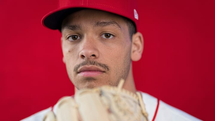 Cincinnati Reds pitcher Chase Burns (81) during the annual team picture day