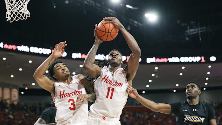 Houston Cougars forward Joseph Tugler (11) and guard Ramon Walker Jr. (3) 