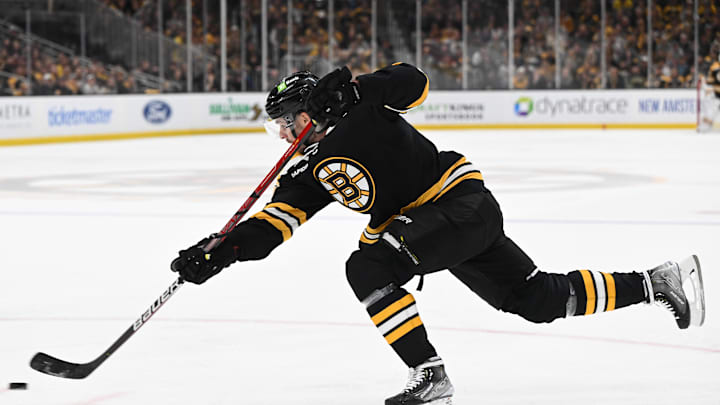 Krejci shooting the puck