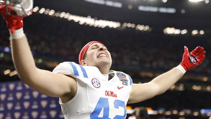 Mississippi Rebels tight end Jack Harper in the second half during the 2026 Sugar Bowl Mississippi Rebels tight end Jack Harper in the second half during the 2026 Sugar Bowl