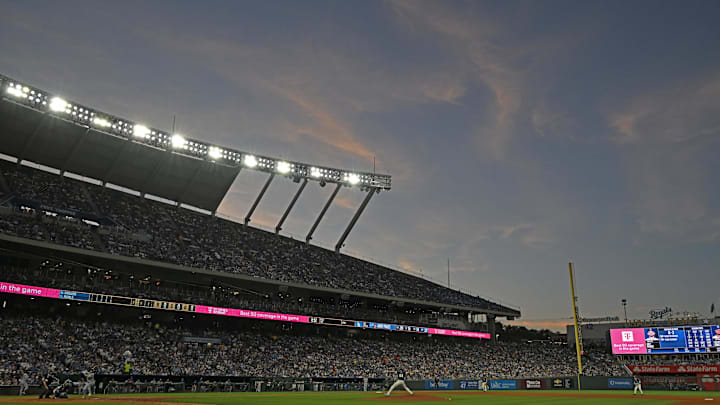 Jun 27, 2025; Kansas City, Missouri, USA; Kansas City Royals relief pitcher Steven Cruz (64) throws a pitch in the fifth inning against the Los Angeles Dodgers at Kauffman Stadium. Mandatory Credit: Peter Aiken-Imagn Images Jun 27, 2025; Kansas City, Missouri, USA; Kansas City Royals relief pitcher Steven Cruz (64) throws a pitch in the fifth inning against the Los Angeles Dodgers at Kauffman Stadium. Mandatory Credit: Peter Aiken-Imagn Images