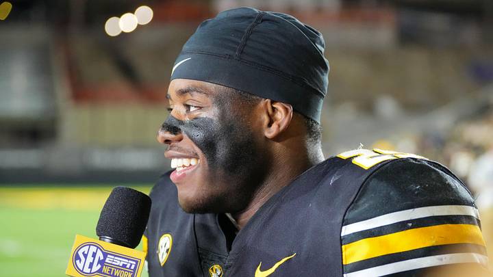 Nov 15, 2025; Columbia, Missouri, USA; Missouri Tigers running back Ahmad Hardy (29) speaks to media after the win over the Mississippi State Bulldogs at Faurot Field at Memorial Stadium. Mandatory Credit: Denny Medley-Imagn Images Nov 15, 2025; Columbia, Missouri, USA; Missouri Tigers running back Ahmad Hardy (29) speaks to media after the win over the Mississippi State Bulldogs at Faurot Field at Memorial Stadium. Mandatory Credit: Denny Medley-Imagn Images