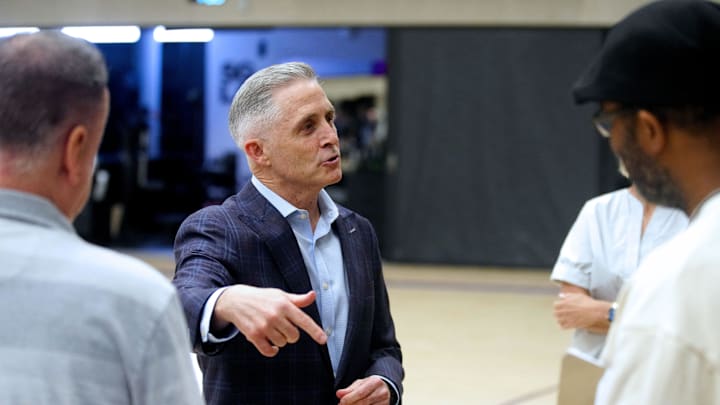 Suns general manager Brian Gregory speaks during his introductory news conference on May 6, 2025, in Phoenix. Suns general manager Brian Gregory speaks during his introductory news conference on May 6, 2025, in Phoenix.