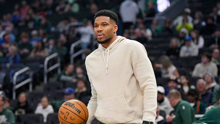 Apr 10, 2026; Milwaukee, Wisconsin, USA; Milwaukee Bucks forward Giannis Antetokounmpo (34) looks on prior to the game against the Brooklyn Nets at Fiserv Forum. Mandatory Credit: Jeff Hanisch-Imagn Images Apr 10, 2026; Milwaukee, Wisconsin, USA; Milwaukee Bucks forward Giannis Antetokounmpo (34) looks on prior to the game against the Brooklyn Nets at Fiserv Forum. Mandatory Credit: Jeff Hanisch-Imagn Images