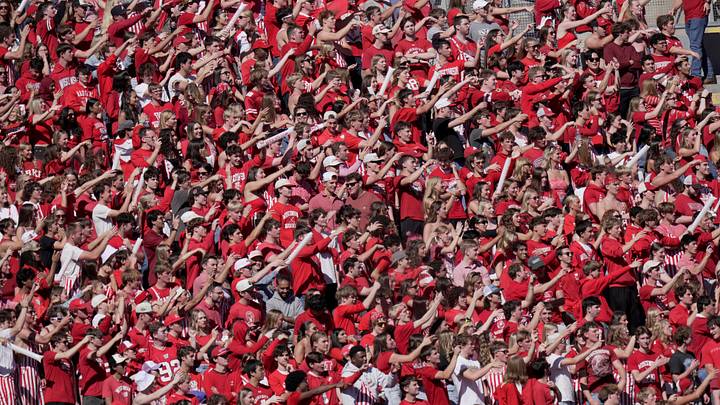 The Wisconsin student section cheers during the third quarter of their game against Michigan State Saturday, October 3, 2026 at Camp Randall Stadium in Madison, Wisconsin.