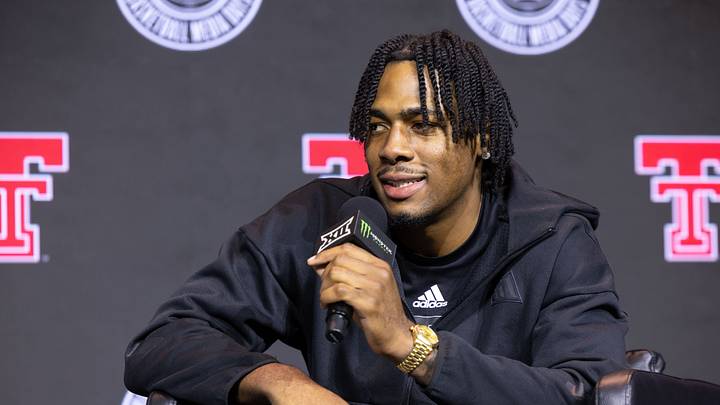 Oct 20, 2026; Kansas City, MO, USA; Texas Tech Player JT Toppin interviews during the Big 12 Media Days event at T-Mobile Center. Mandatory Credit: William Purnell-Imagn Images Oct 20, 2026; Kansas City, MO, USA; Texas Tech Player JT Toppin interviews during the Big 12 Media Days event at T-Mobile Center. Mandatory Credit: William Purnell-Imagn Images