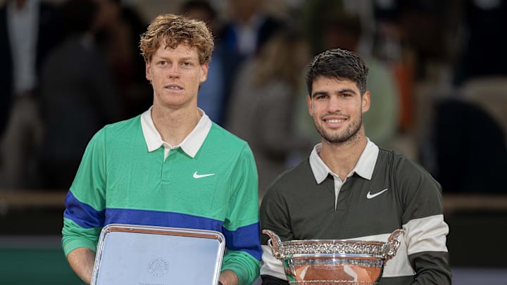 Sinner (left) and Alcaraz (right) are set to meet at the Monte-Carlo Masters final. 