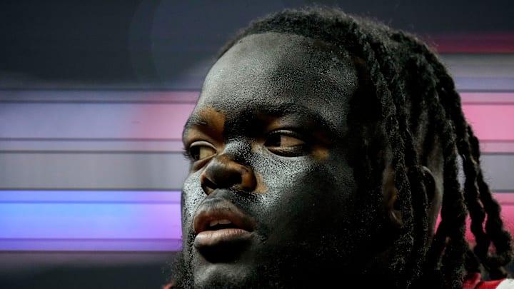 Ohio State Buckeyes defensive tackle Kayden McDonald (98) walks the field Saturday, Dec. 6, 2025, during the Big Ten football championship against the Indiana Hoosiers at Lucas Oil Stadium in Indianapolis. Ohio State Buckeyes defensive tackle Kayden McDonald (98) walks the field Saturday, Dec. 6, 2025, during the Big Ten football championship against the Indiana Hoosiers at Lucas Oil Stadium in Indianapolis.