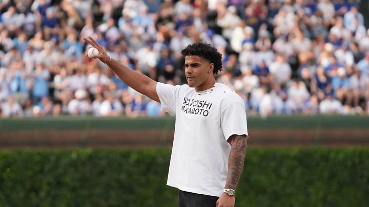 May 18, 2026; Chicago, Illinois, USA; Chicago
Bears player Austin Booker throws out a ceremonial first pitch before a game between the Chicago Cubs and the Milwaukee Brewers at Wrigley Field. Mandatory Credit: David Banks-Imagn Images May 18, 2026; Chicago, Illinois, USA; Chicago
Bears player Austin Booker throws out a ceremonial first pitch before a game between the Chicago Cubs and the Milwaukee Brewers at Wrigley Field. Mandatory Credit: David Banks-Imagn Images