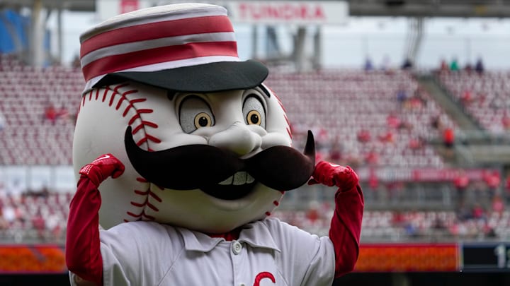 Mr. Redlegs entertains the crowd before the first inning of the MLB National League Game between the Cincinnati Reds and the Pittsburgh Pirates at Great American Ball Park in downtown Cincinnati on Sunday, Sept. 22, 2024. The Pirates led 1-0 after four innings. Mr. Redlegs entertains the crowd before the first inning of the MLB National League Game between the Cincinnati Reds and the Pittsburgh Pirates at Great American Ball Park in downtown Cincinnati on Sunday, Sept. 22, 2024. The Pirates led 1-0 after four innings.