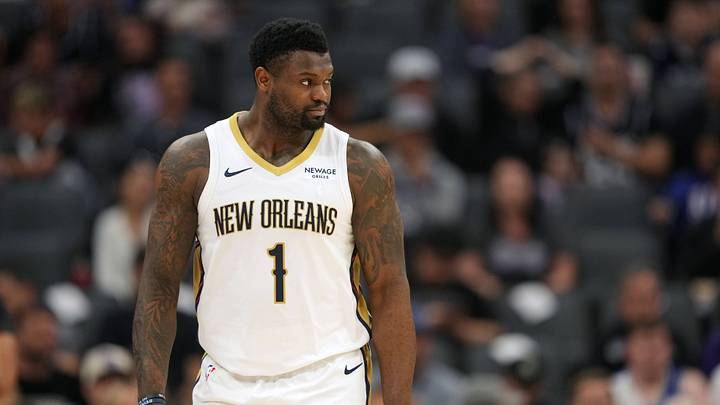 Apr 3, 2026; Sacramento, California, USA; New Orleans Pelicans forward Zion Williamson (1) during the first quarter against the Sacramento Kings at Golden 1 Center. Mandatory Credit: Darren Yamashita-Imagn Images Apr 3, 2026; Sacramento, California, USA; New Orleans Pelicans forward Zion Williamson (1) during the first quarter against the Sacramento Kings at Golden 1 Center. Mandatory Credit: Darren Yamashita-Imagn Images