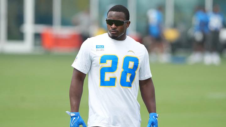Los Angeles Chargers running back Kimani Vidal (28) during offseason workouts Los Angeles Chargers running back Kimani Vidal (28) during offseason workouts