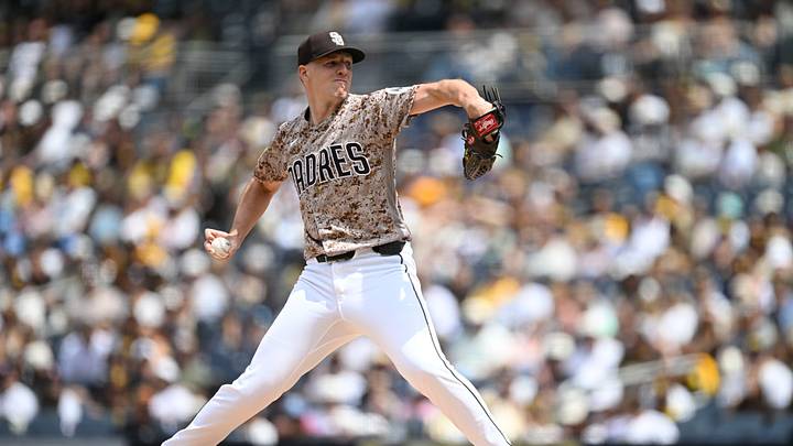 Apr 12, 2026; San Diego, California, USA; San Diego Padres starting pitcher Nick Pivetta (27) delivers during the first inning against the Colorado Rockies at Petco Park. Mandatory Credit: Denis Poroy-Imagn Images Apr 12, 2026; San Diego, California, USA; San Diego Padres starting pitcher Nick Pivetta (27) delivers during the first inning against the Colorado Rockies at Petco Park. Mandatory Credit: Denis Poroy-Imagn Images