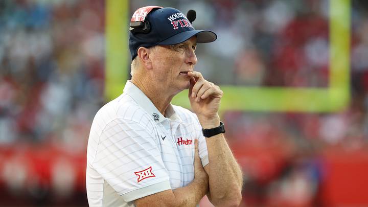 Sep 12, 2026; Houston, Texas, USA; Houston Cougars head coach Willie Fritz looks on from the sideline during the second quarter against the Southern University Jaguars at TDECU Stadium. Mandatory Credit: Troy Taormina-Imagn Images Sep 12, 2026; Houston, Texas, USA; Houston Cougars head coach Willie Fritz looks on from the sideline during the second quarter against the Southern University Jaguars at TDECU Stadium. Mandatory Credit: Troy Taormina-Imagn Images
