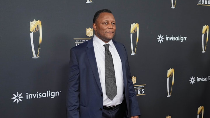 Feb 6, 2025; New Orleans, LA, USA;  Barry Sanders on the red carpet before Super Bowl LIX NFL Honors at Saenger Theatre. Mandatory Credit: Kirby Lee-Imagn Images